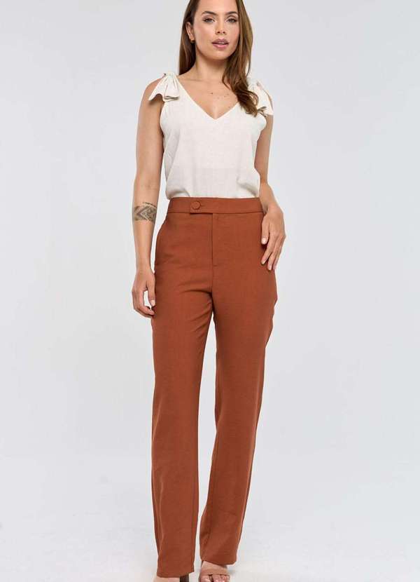 Pks - Calca Pks Alfaiataria em Viscose Marrom 4