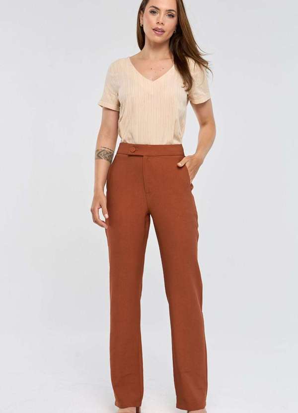 Pks - Calca Pks Alfaiataria em Viscose Marrom 5