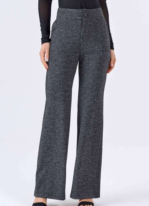 Pks - Calca Pks Alfaiataria Jacquard Pied de Poule Preto 1