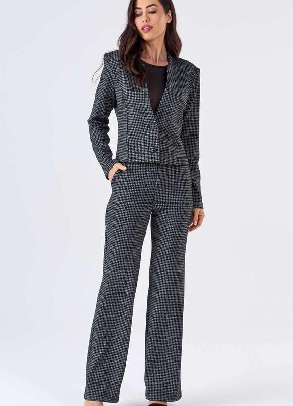 Pks - Calca Pks Alfaiataria Jacquard Pied de Poule Preto 5