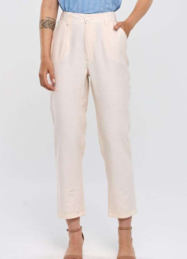 Pks - Calca Pks Alfaiataria Reta em Viscose Branco