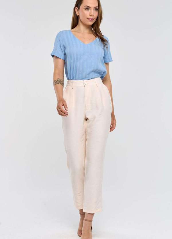 Pks - Calca Pks Alfaiataria Reta em Viscose Branco 5