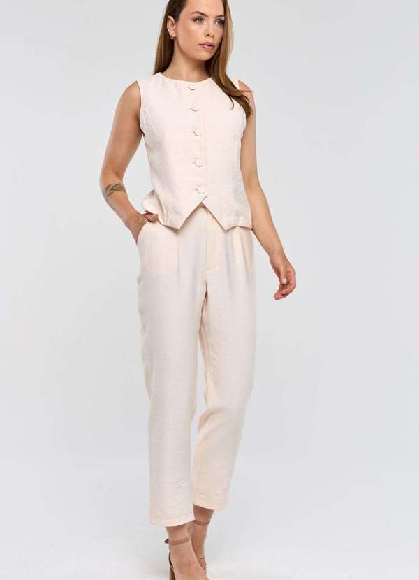 Pks - Calca Pks Alfaiataria Reta em Viscose Branco 6