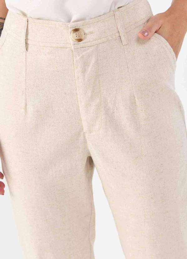 Pks - Calca Pks Alfaiataria Reta Linho Natural Bege 3