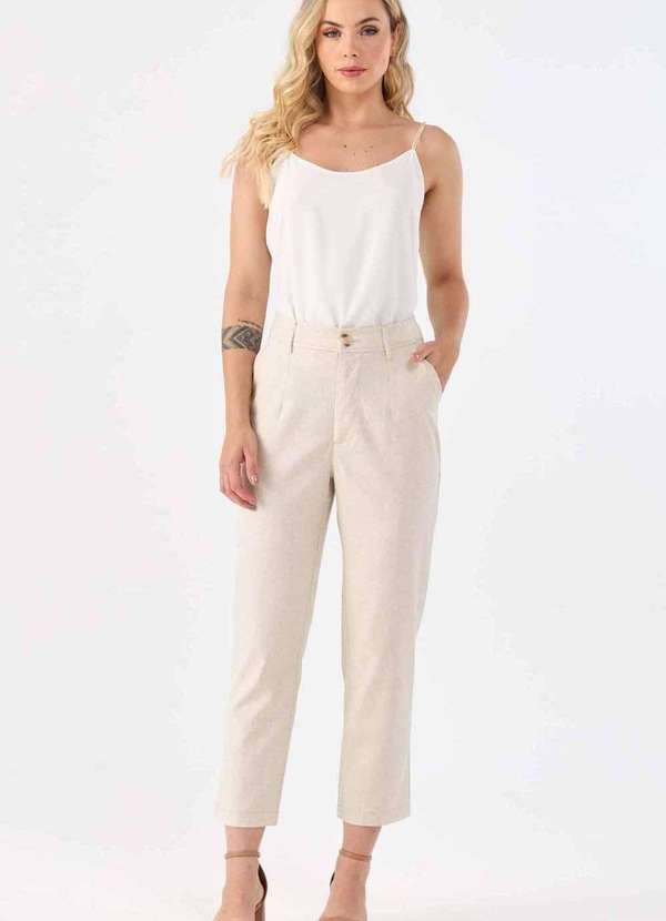 Pks - Calca Pks Alfaiataria Reta Linho Natural Bege 4