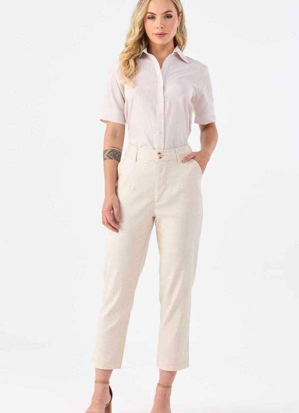 Pks - Calca Pks Alfaiataria Reta Linho Natural Bege 5