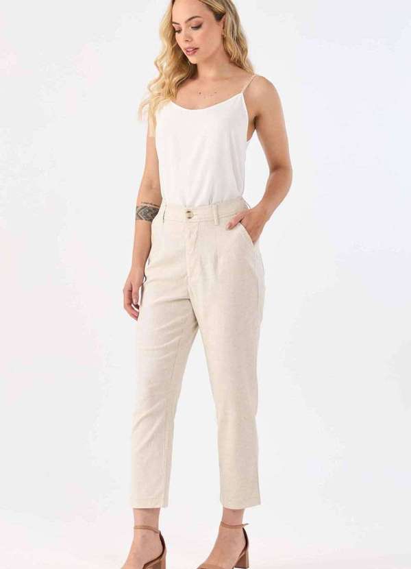 Pks - Calca Pks Alfaiataria Reta Linho Natural Bege 6