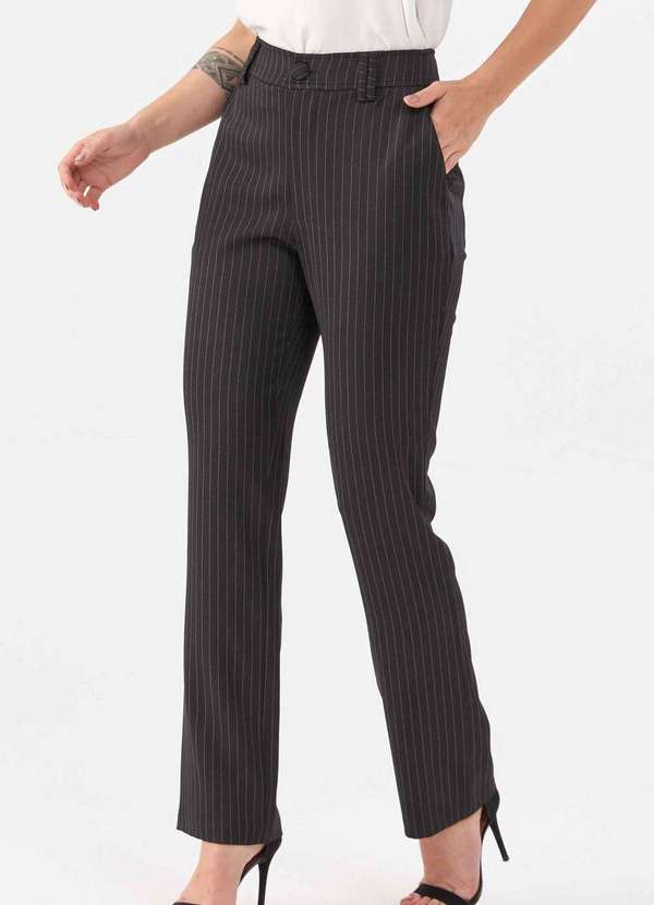 Pks - Calca Pks Alfaiataria Reta Risca Giz Preto