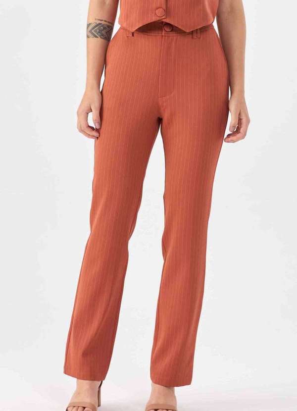 Pks - Calca Pks Alfaiataria Reta Risca Giz Marrom 4