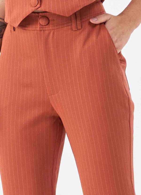 Pks - Calca Pks Alfaiataria Reta Risca Giz Marrom 2