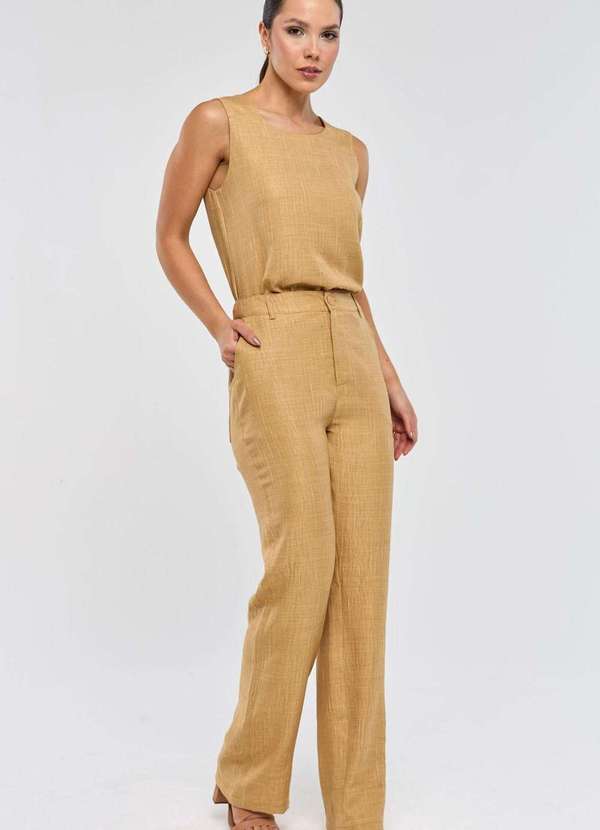 Pks - Calca Pks Alfaiataria Risca Bege 2