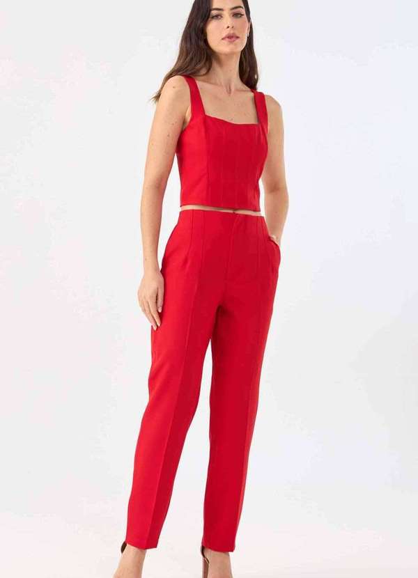 Pks - Calca Pks Alfaiataria Social Vermelho 5