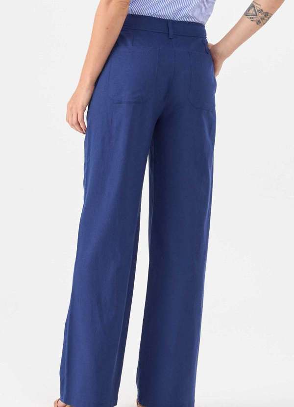 Pks - Calca Pks Alfaiataria Wide Leg Linho Azul 2