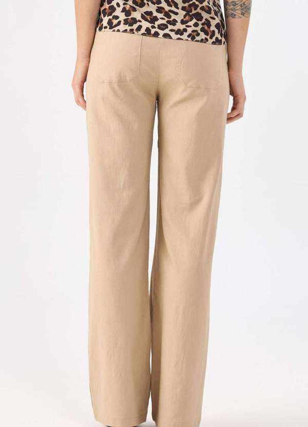 Pks - Calca Pks Alfaiataria Wide Leg Linho Bege 2