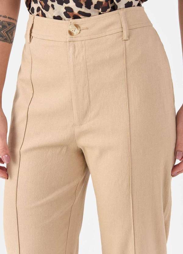 Pks - Calca Pks Alfaiataria Wide Leg Linho Bege 3
