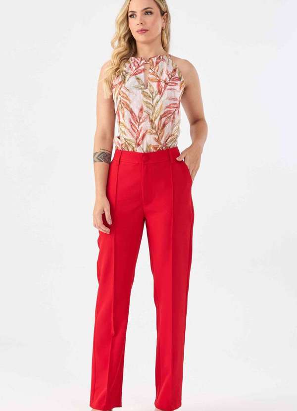 Pks - Calca Pks Alfaiataria Wide Leg Vermelho 4