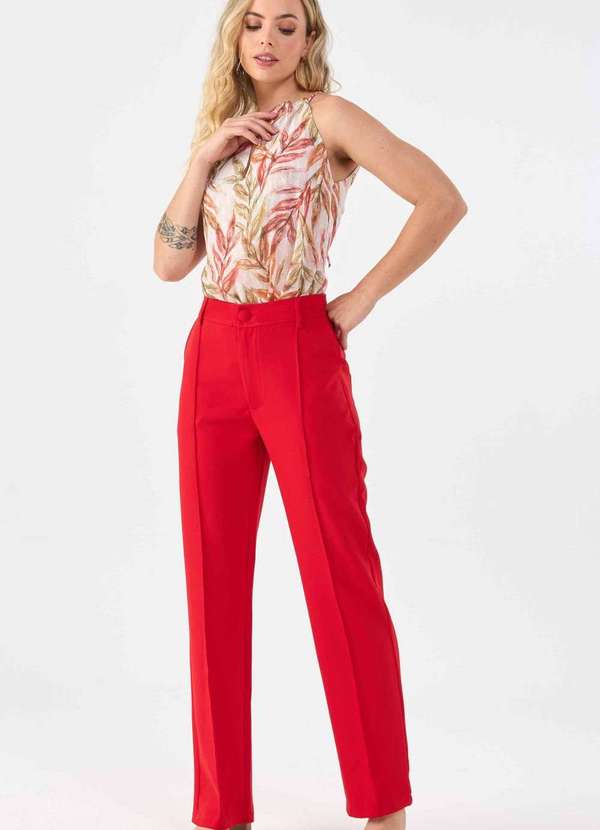 Pks - Calca Pks Alfaiataria Wide Leg Vermelho 5