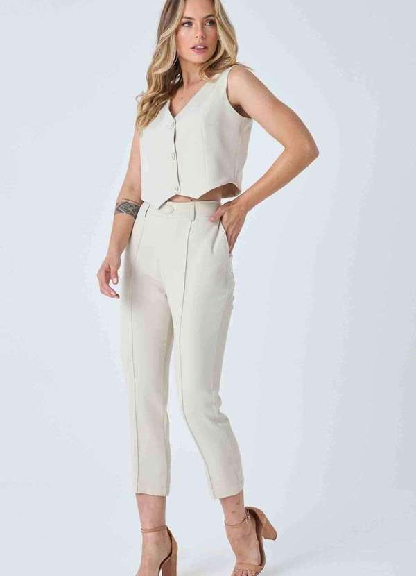 Pks - Calca Pks Alfaiataria Bege 4