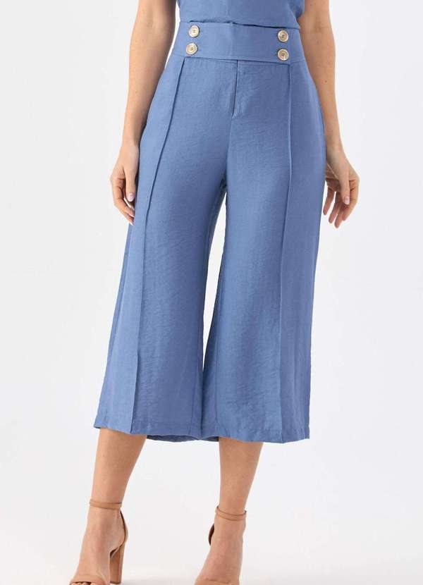 Pks - Calca Pks Pantacourt Viscose Azul