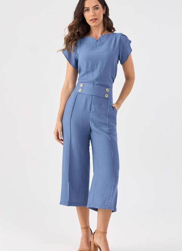 Pks - Calca Pks Pantacourt Viscose Azul 5