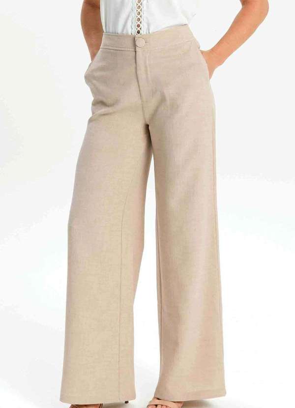 Pks - Calca Pks Wide Leg Alfaiataria Bege