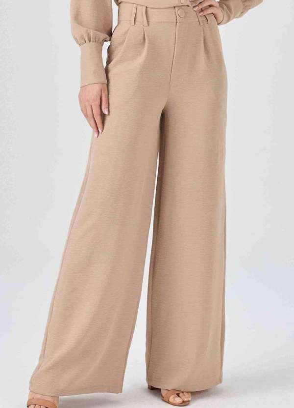 Pks - Calca Pks Wide Leg Bege Bege