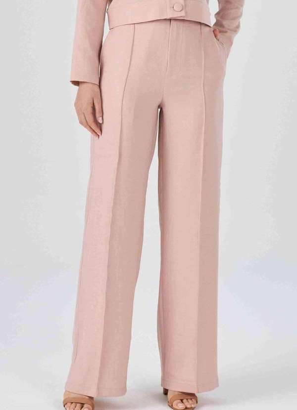 Pks - Calca Pks Wide Leg com Frisos Bege