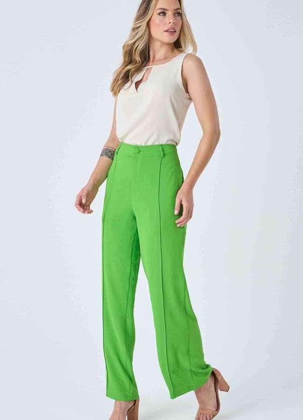 Pks - Calca Pks Wide Leg com Frisos Verde 5