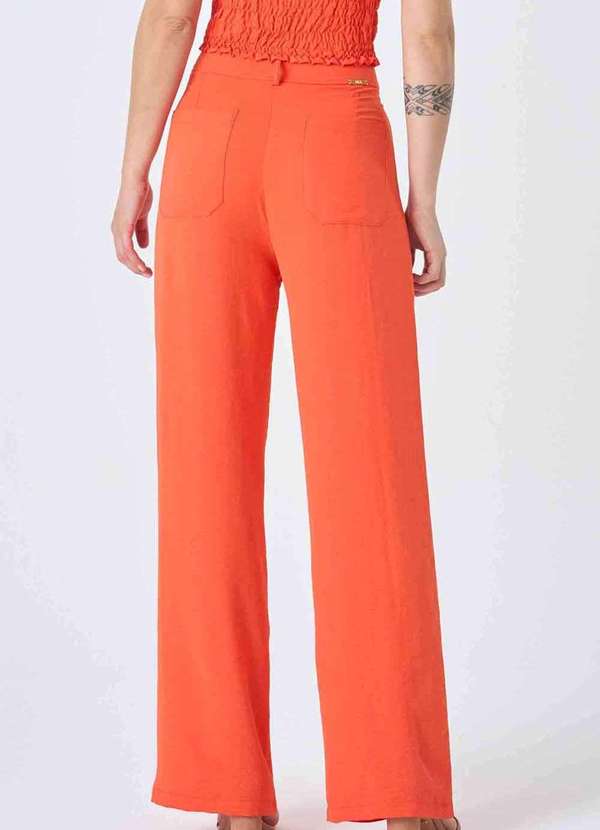 Pks - Calca Pks Wide Leg com Frisos Laranja 2