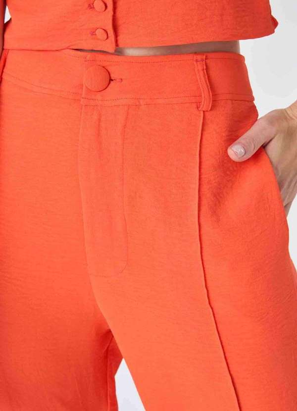 Pks - Calca Pks Wide Leg com Frisos Laranja 3