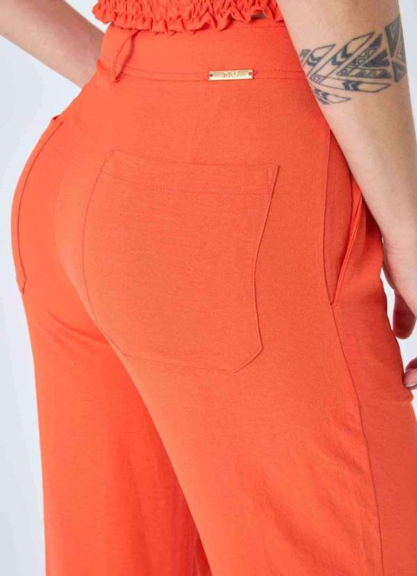 Pks - Calca Pks Wide Leg com Frisos Laranja 4