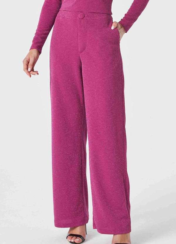 Pks - Calca Pks Wide Leg Lurex Rosa