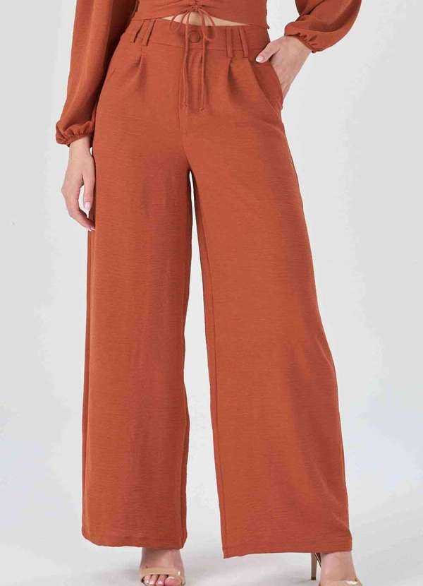 Pks - Calca Pks Wide Leg Terracota Marrom