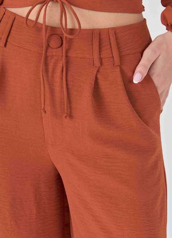 Pks - Calca Pks Wide Leg Terracota Marrom 3