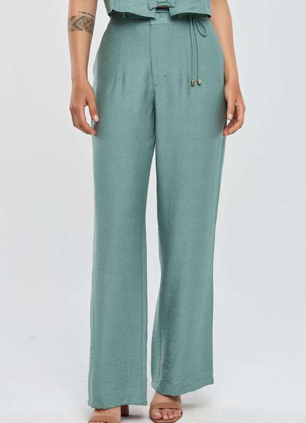 Pks - Calca Pks Wide Leg Viscose Verde