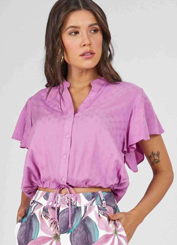 Pks - Camisa Cropped Pks Viscose Roxo 1