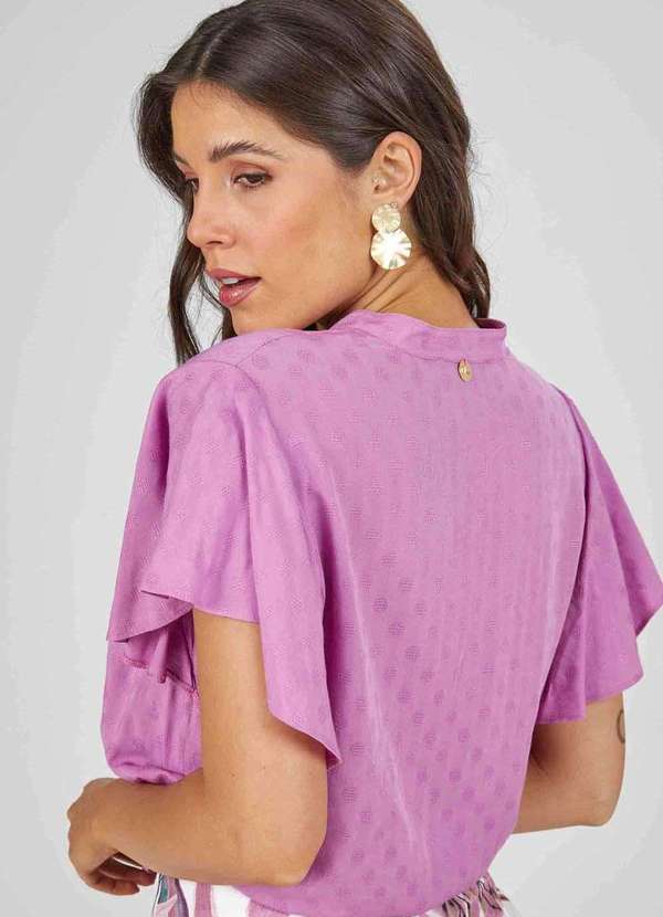 Pks - Camisa Cropped Pks Viscose Roxo 2