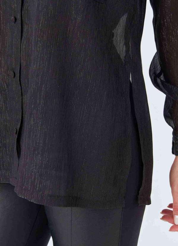 Pks - Camisa Manga Longa Fios Lurex Preto 2