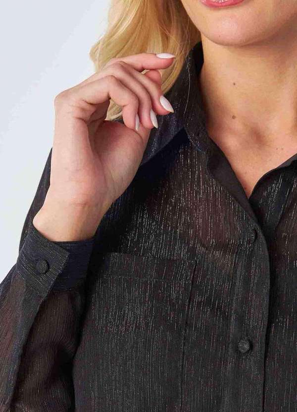 Pks - Camisa Manga Longa Fios Lurex Preto 7