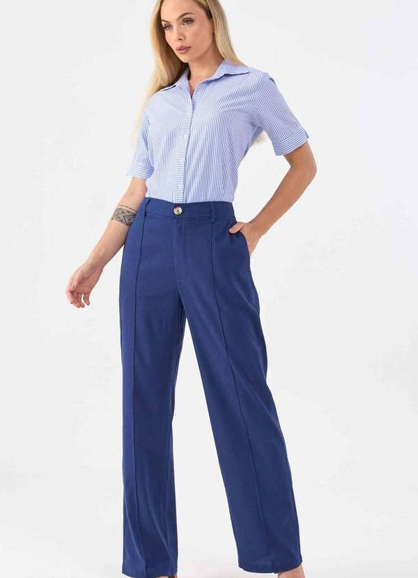 Pks - Camisa Pks de Algodao Listrada Azul 4