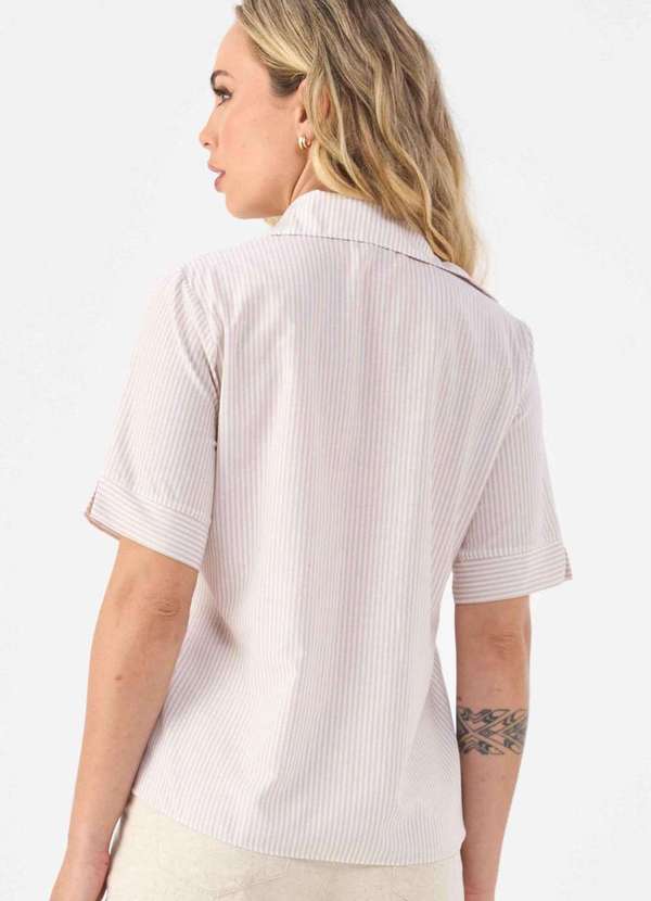 Pks - Camisa Pks de Algodao Listrada Branco 2