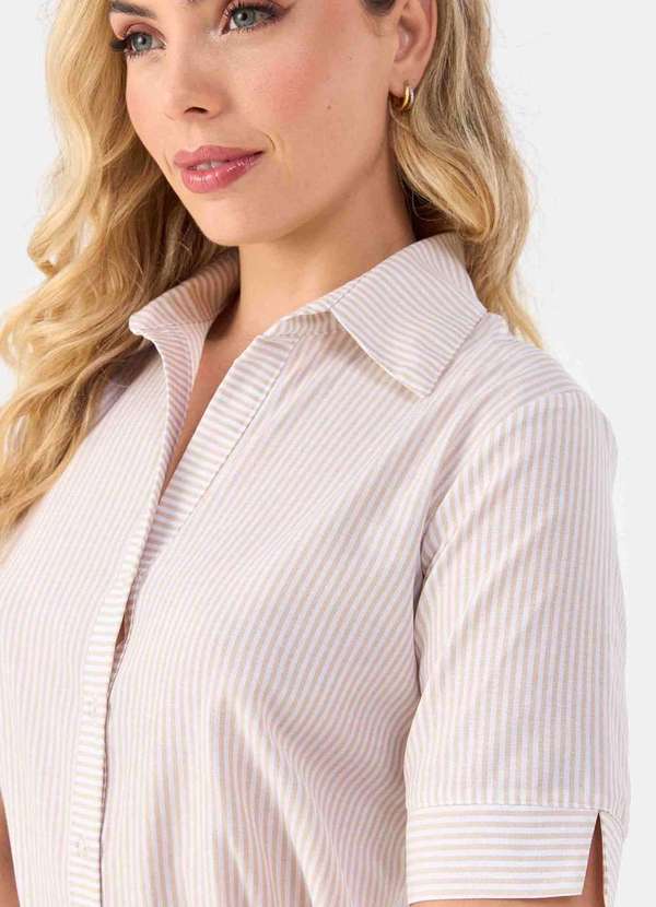 Pks - Camisa Pks de Algodao Listrada Branco 4