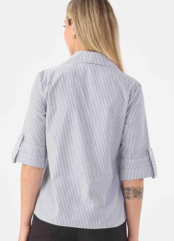 Pks - Camisa Pks de Algodao Listrada Preto 2