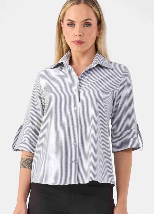 Pks - Camisa Pks de Algodao Listrada Preto 3