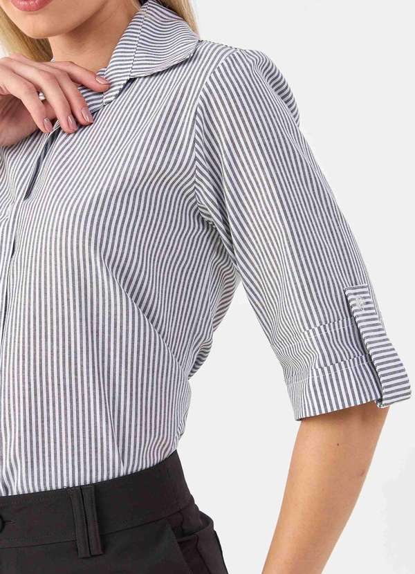 Pks - Camisa Pks de Algodao Listrada Preto 4