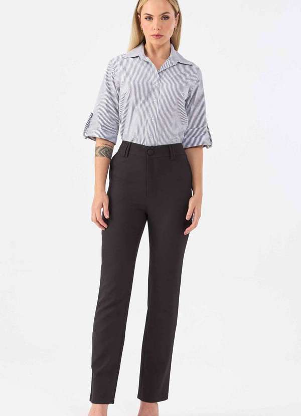 Pks - Camisa Pks de Algodao Listrada Preto 6