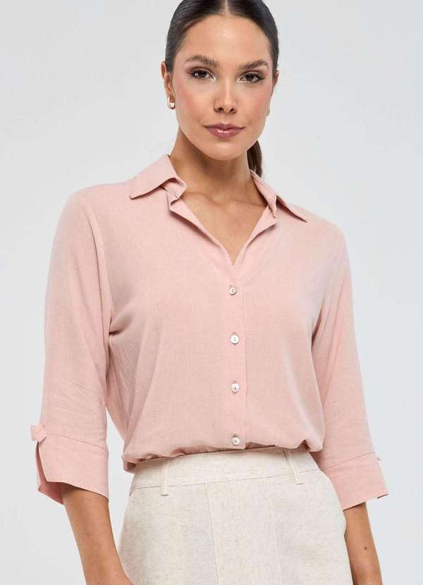 Pks - Camisa Pks em Viscose com Linho Rosa