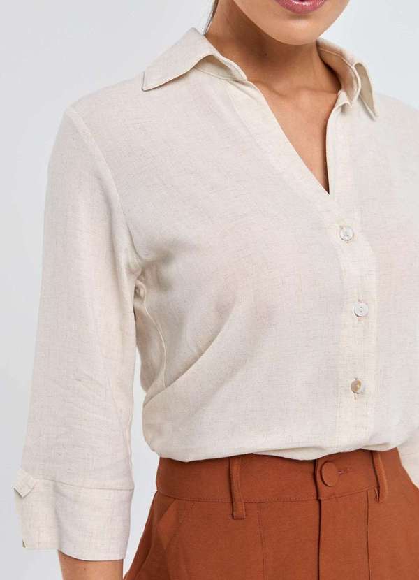 Pks - Camisa Pks em Viscose com Linho Branco 3