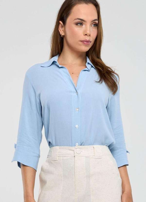 Pks - Camisa Pks em Viscose com Linho Azul