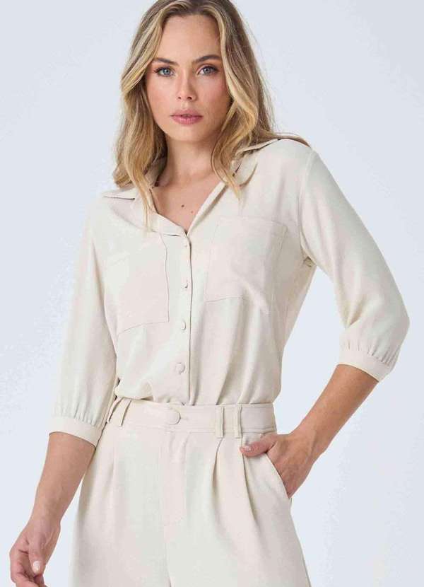 Pks - Camisa Pks Manga 7/8 Bege